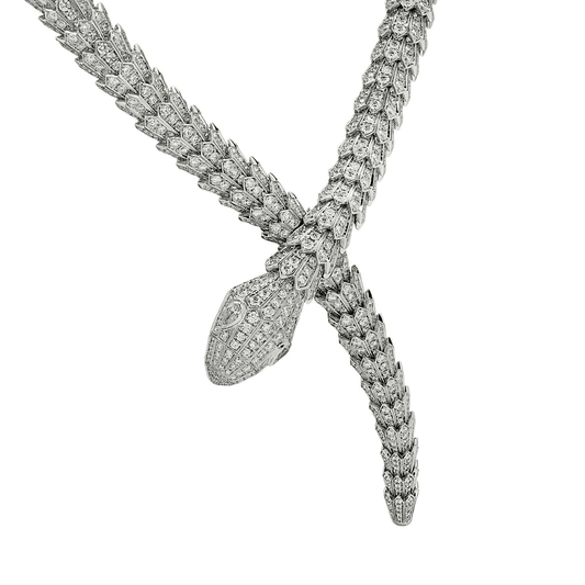 Bulgari Post-1980s 18KT White Gold Diamond Serpenti Necklace front