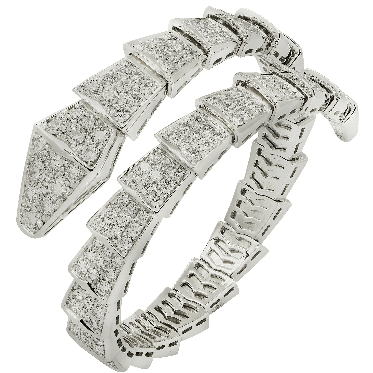 Bulgari Post-1980s 18KT White Gold Diamond Serpenti Bracelet front