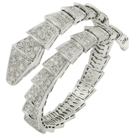 Bulgari Post-1980s 18KT White Gold Diamond Serpenti Bracelet front