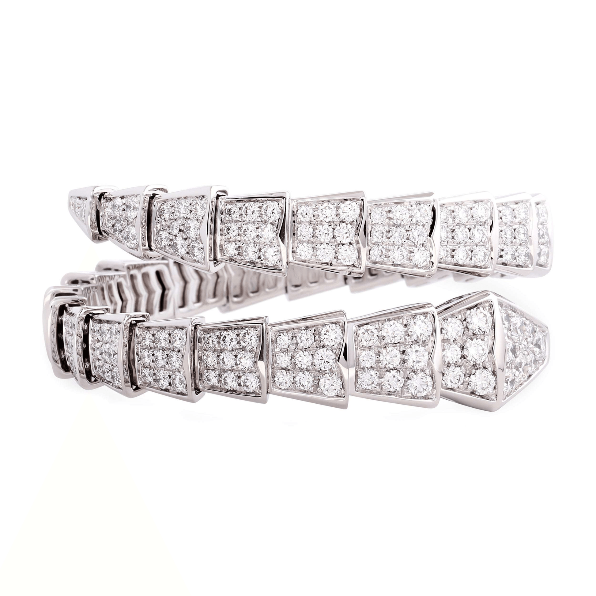 Bulgari Post-1980s 18KT White Gold Diamond Serpenti Bracelet front