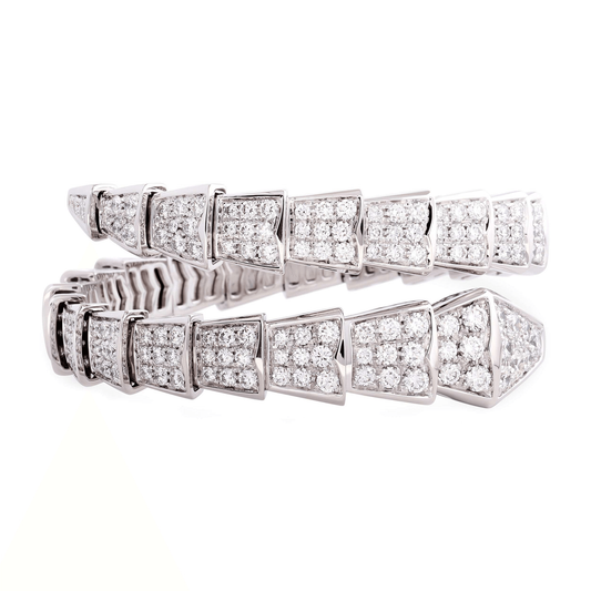 Bulgari Post-1980s 18KT White Gold Diamond Serpenti Bracelet front