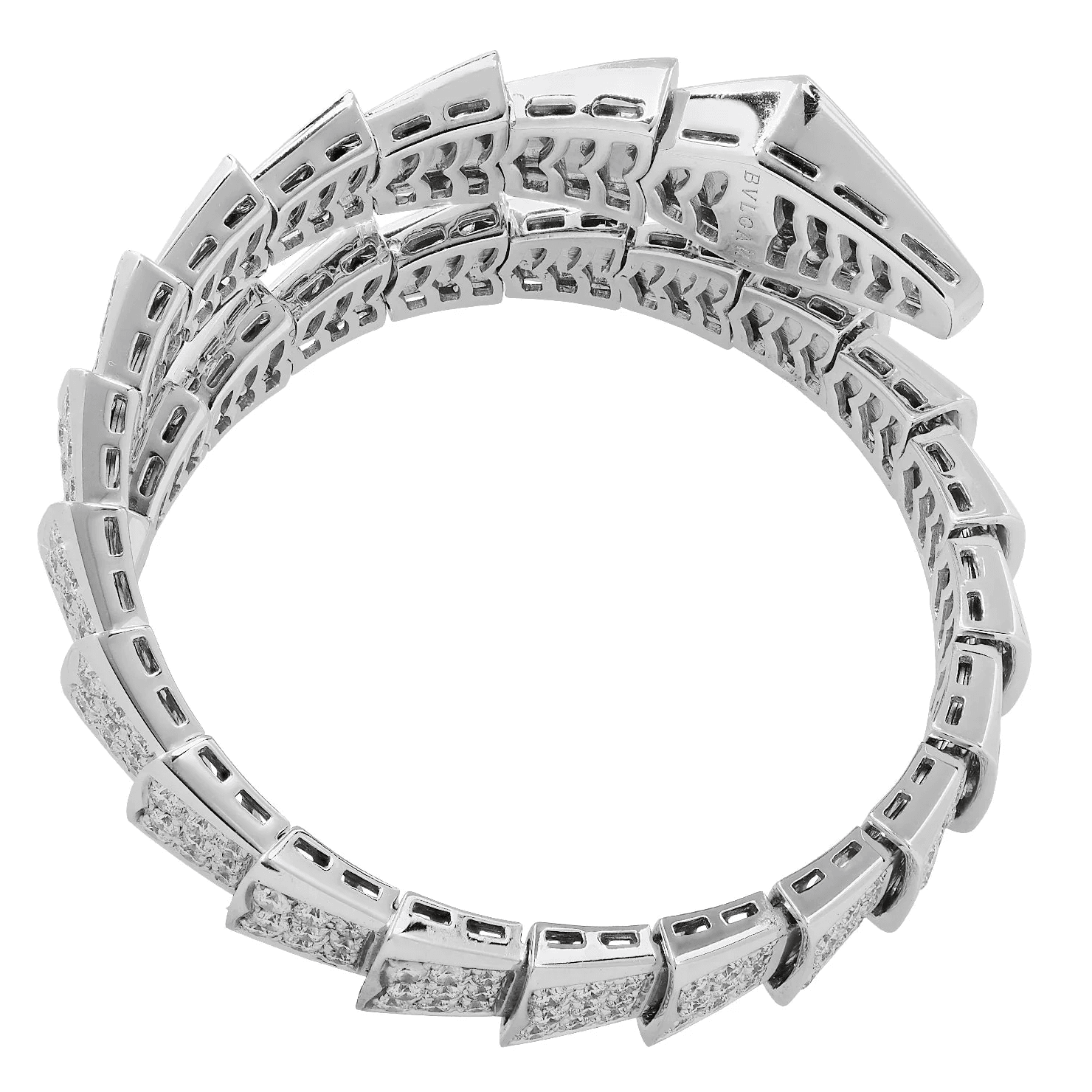 Bulgari Post-1980s 18KT White Gold Diamond Serpenti Bracelet profile