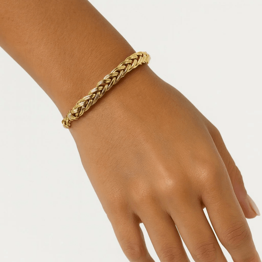 Italian Post-1980s 14KT Yellow Gold Bracelet on wrist