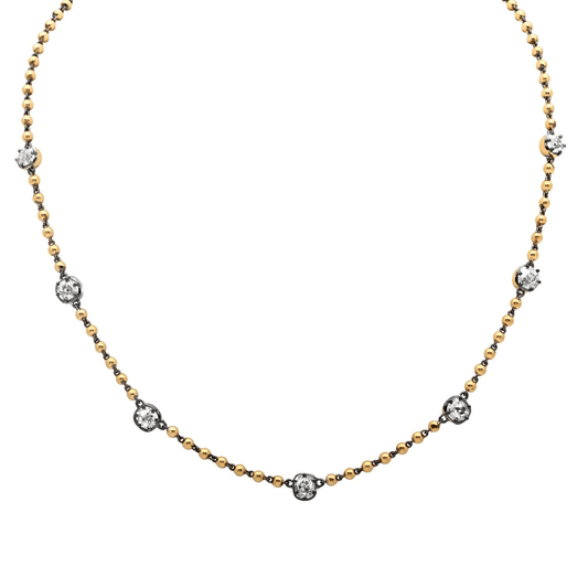 Contemporary 18KT Yellow Gold Diamond Necklace front