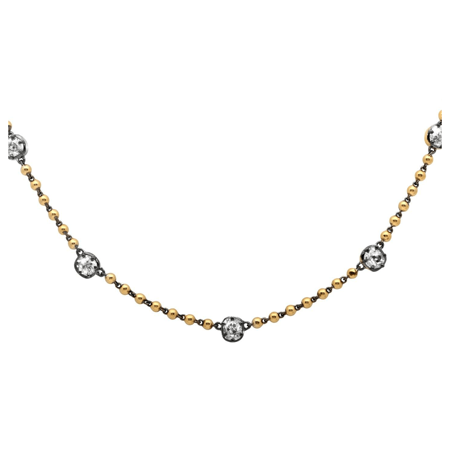 Contemporary 18KT Yellow Gold Diamond Necklace front