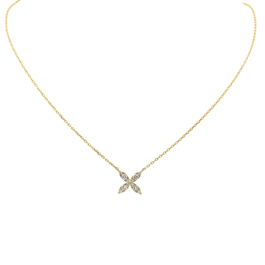 Contemporary 18KT Yellow Gold Diamond Necklace front