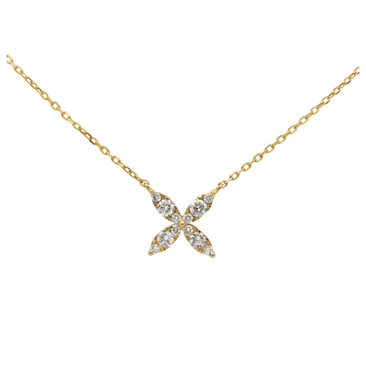 Contemporary 18KT Yellow Gold Diamond Necklace front
