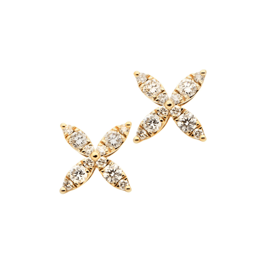 Contemporary 14KT Yellow Gold Diamond Earrings front