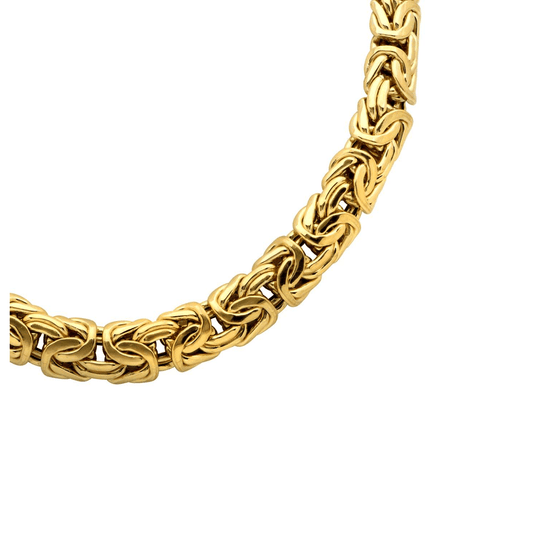 Post-1980s 18KT Yellow Gold Byzantine Necklace close-up details