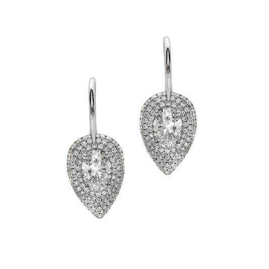 Post-1980s 18KT White Gold Diamond Earrings front 