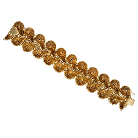 Ventrella Rome 1950s 18KT Yellow Gold Turquoise Bracelet back