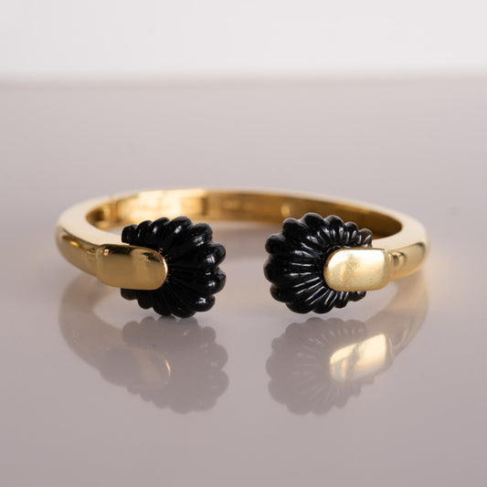 Cartier 1970s 18KT Yellow Gold Onyx Bracelet front
