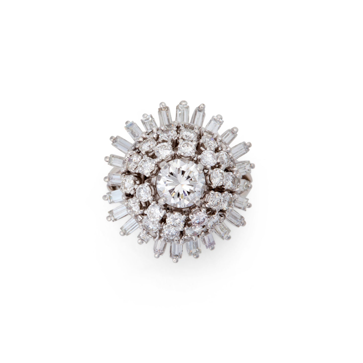 Post-1980s 18KT White Gold & Platinum Diamond Ring front