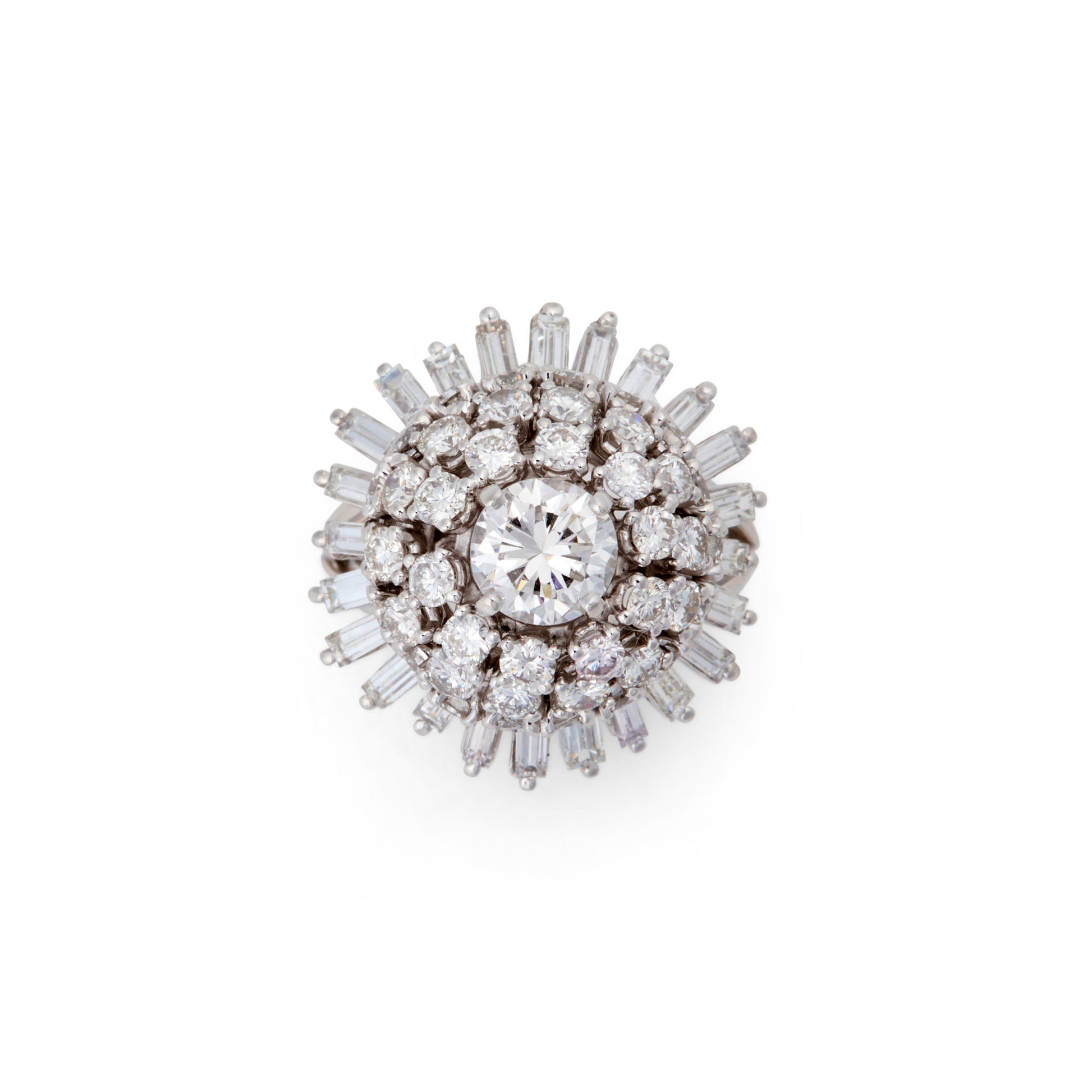 Post-1980s 18KT White Gold & Platinum Diamond Ring front