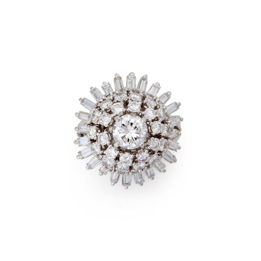 Post-1980s 18KT White Gold & Platinum Diamond Ring front