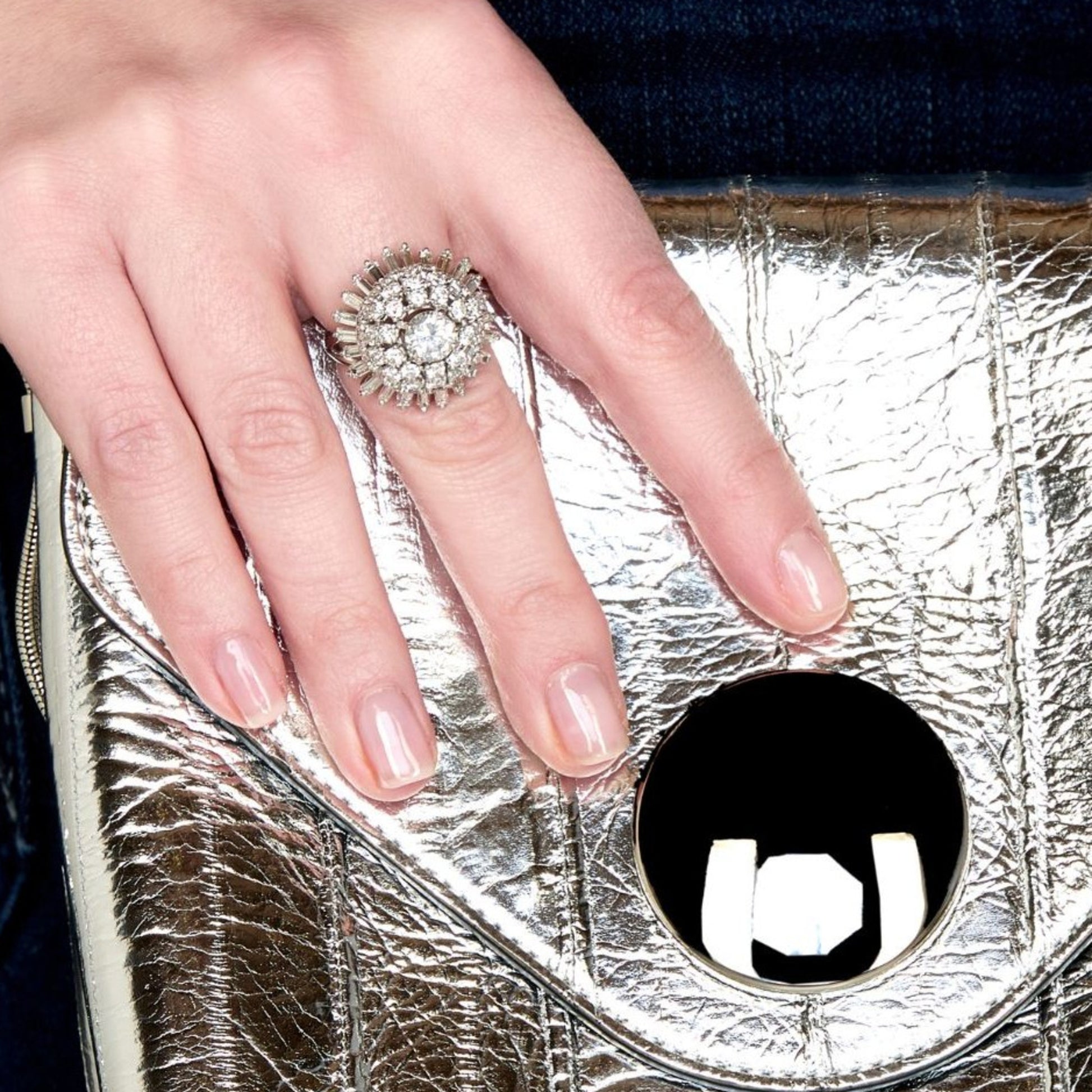 Post-1980s 18KT White Gold & Platinum Diamond Ring on finger