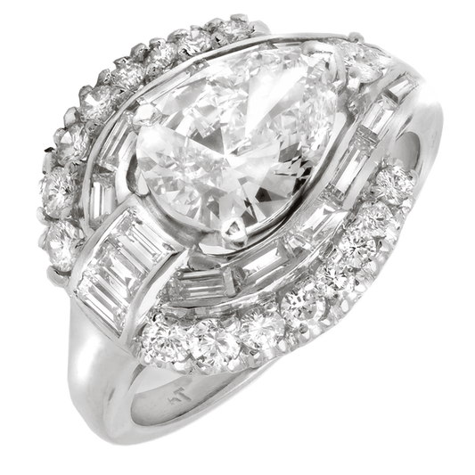 Post-1980s Platinum Diamond Ring front