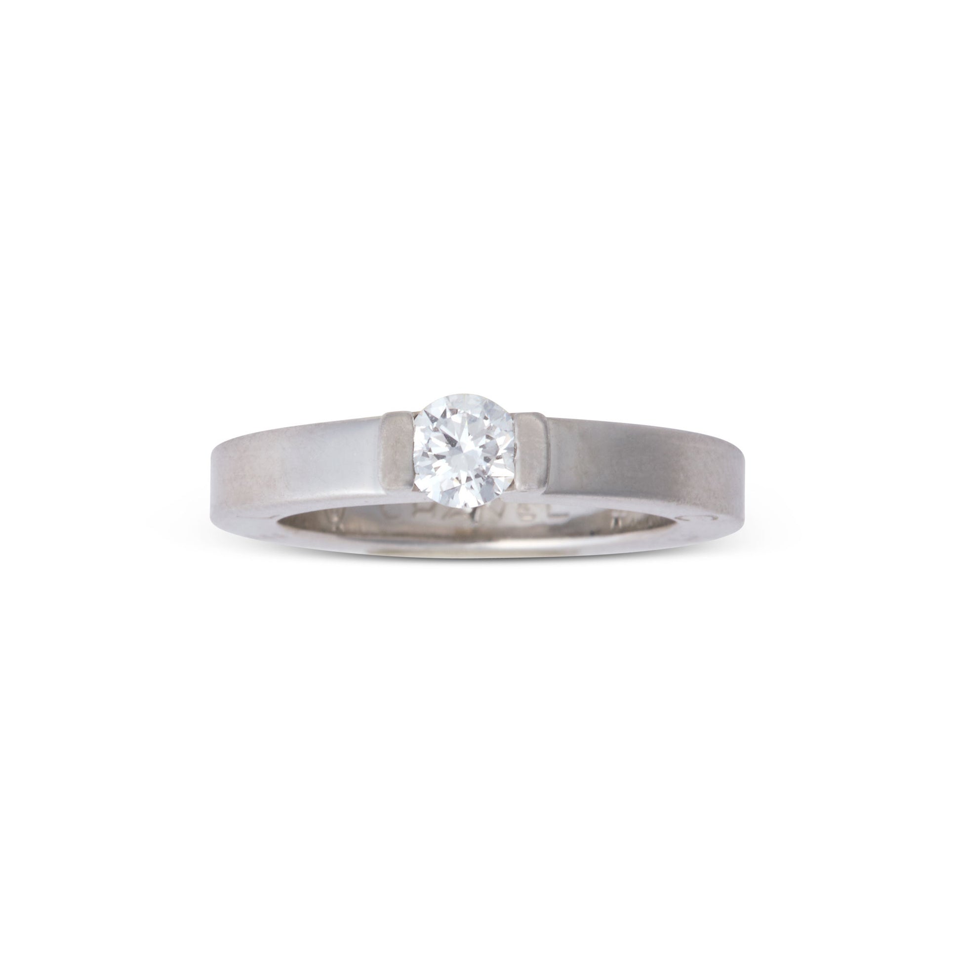 Chanel Post-1980s Platinum Diamond Ring front
