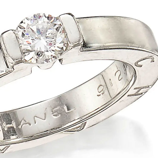 Chanel Post-1980s Platinum Diamond Ring close-up details