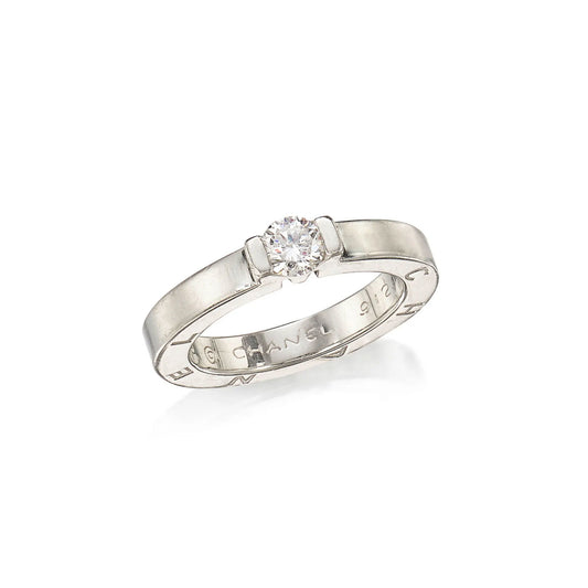 Chanel Post-1980s Platinum Diamond Ring front
