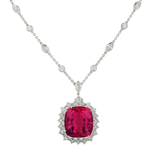 Tiffany & Co. 1980s Platinum Tourmaline, Diamond Necklace front
