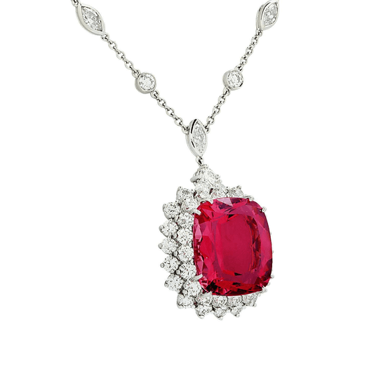 Tiffany & Co. 1980s Platinum Tourmaline, Diamond Necklace side