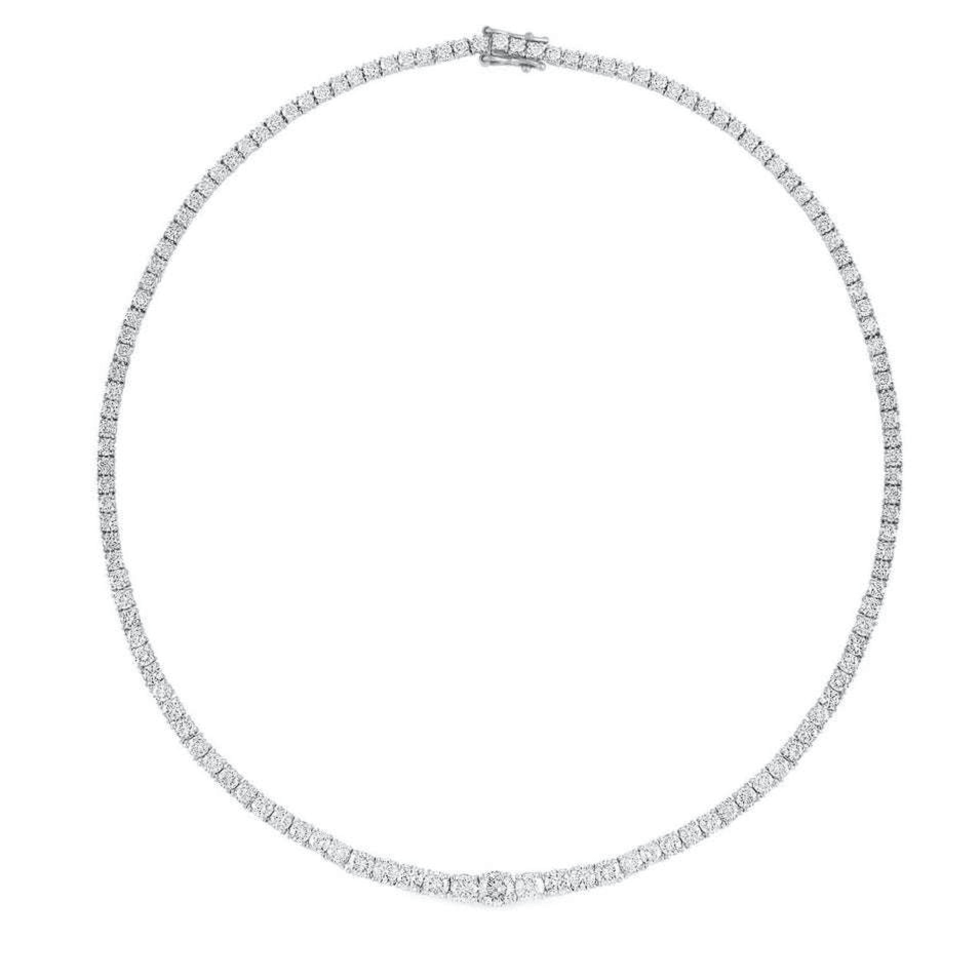 Contemporary Platinum Diamond Riviera Necklace front