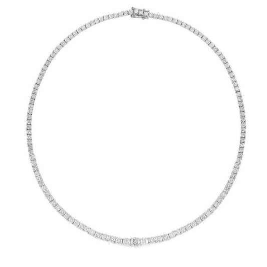 Contemporary Platinum Diamond Riviera Necklace front