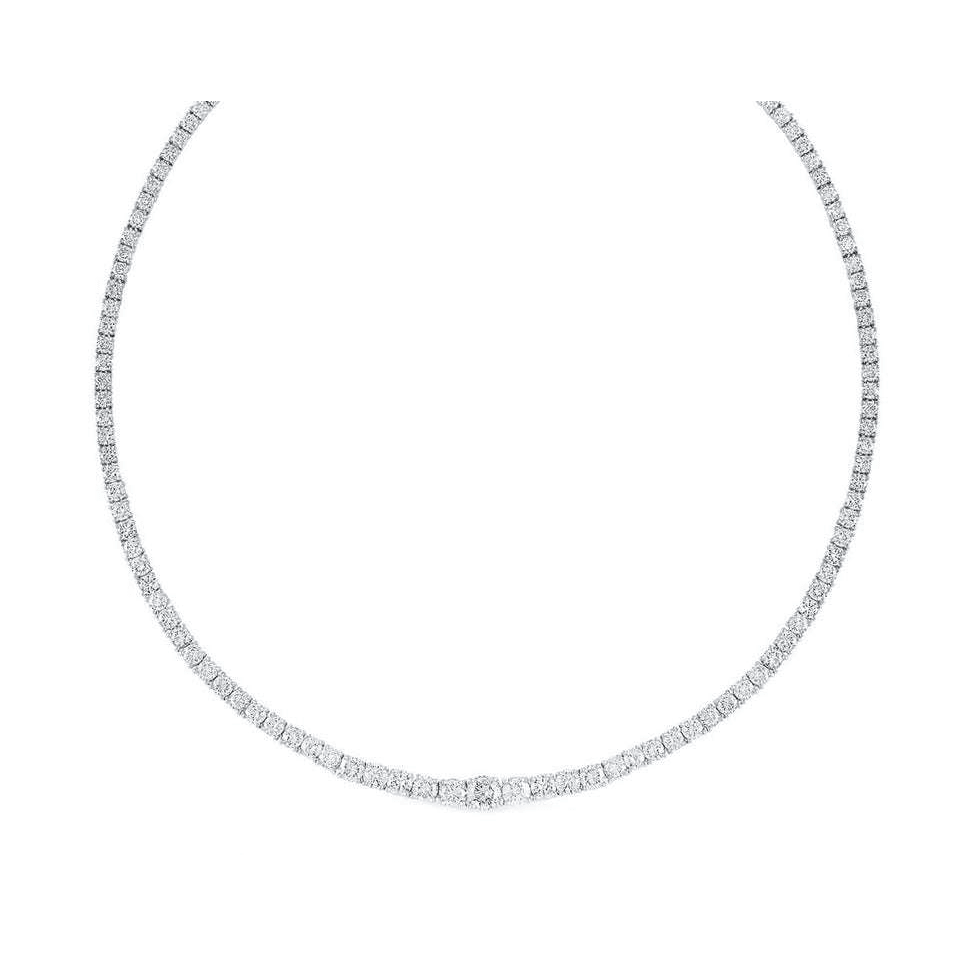 Contemporary Platinum Diamond Riviera Necklace front