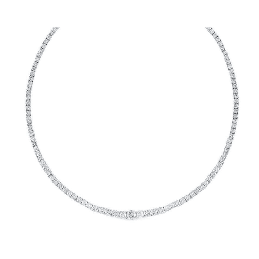 Contemporary Platinum Diamond Riviera Necklace front