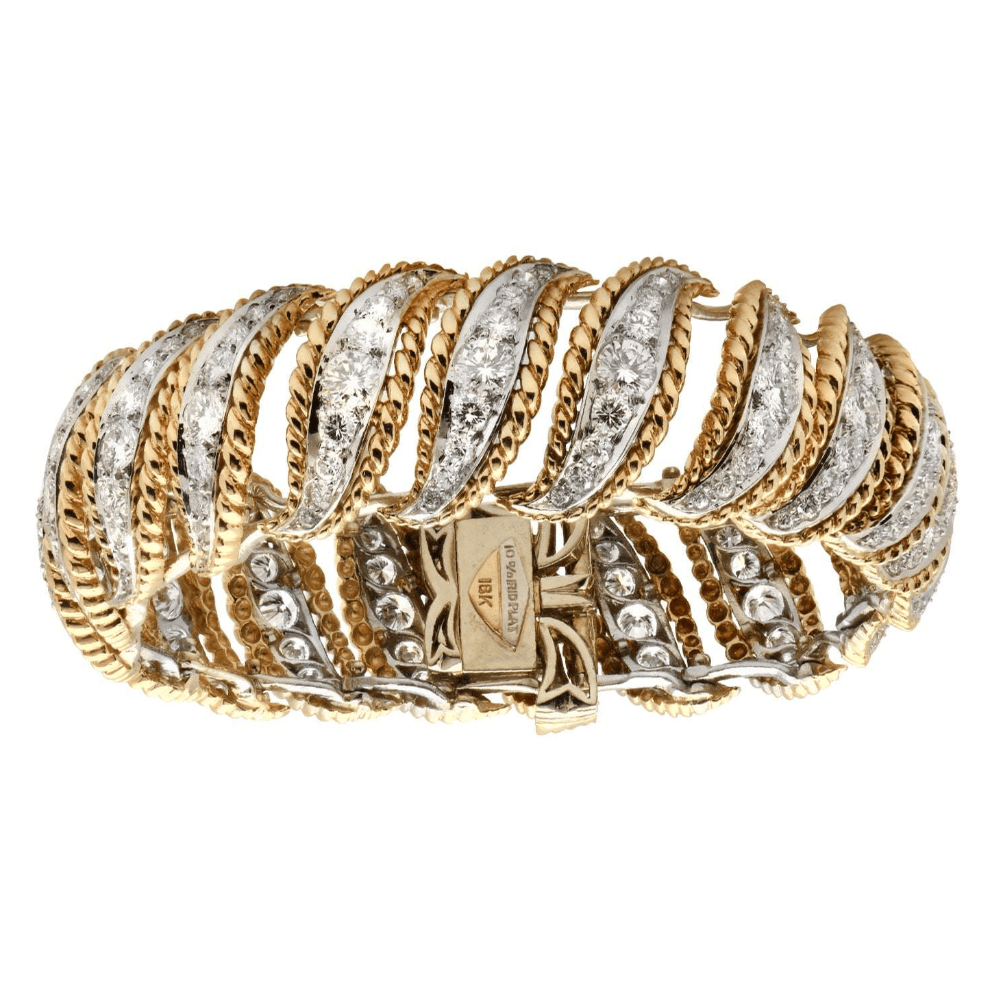 Post-1980s 18KT White & Yellow Gold Diamond Bracelet front