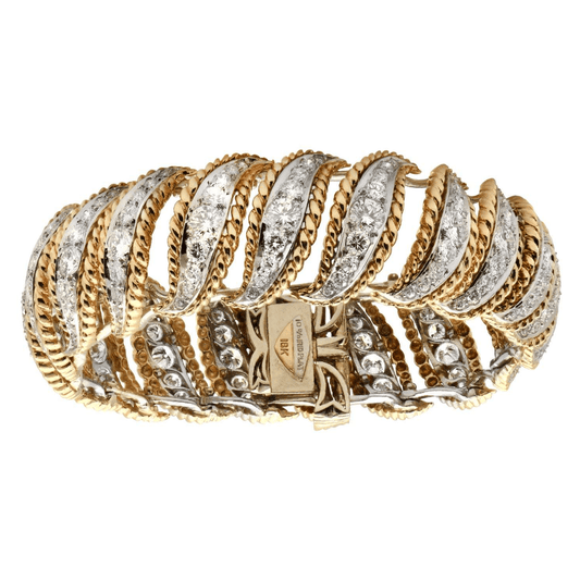 Post-1980s 18KT White & Yellow Gold Diamond Bracelet front