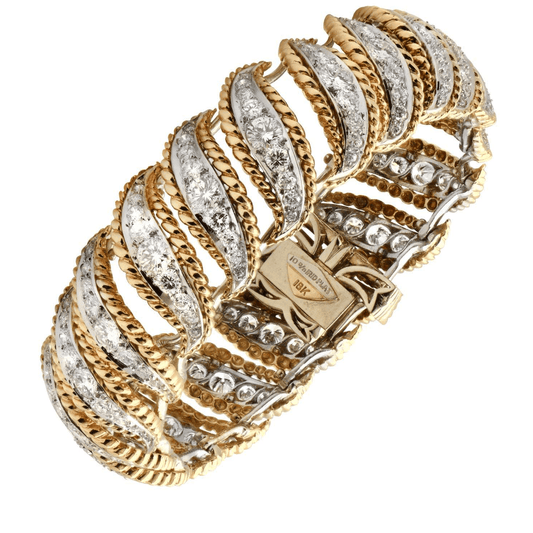 Post-1980s 18KT White & Yellow Gold Diamond Bracelet front