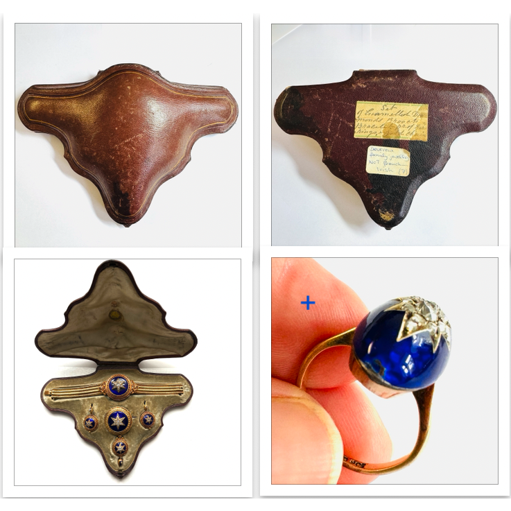Victorian 18KT Yellow Gold Enamel & Diamond Suite