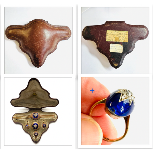 Victorian 18KT Yellow Gold Enamel & Diamond Suite