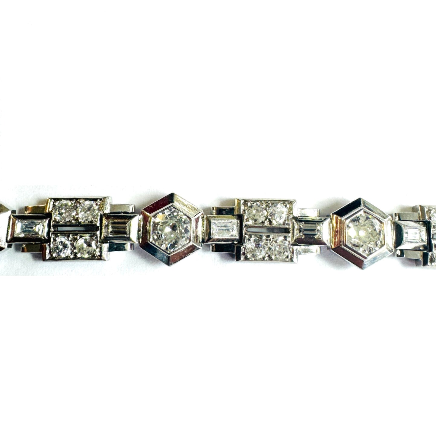 Mauboussin Paris Art Deco Platinum Diamond Bracelet close-up details