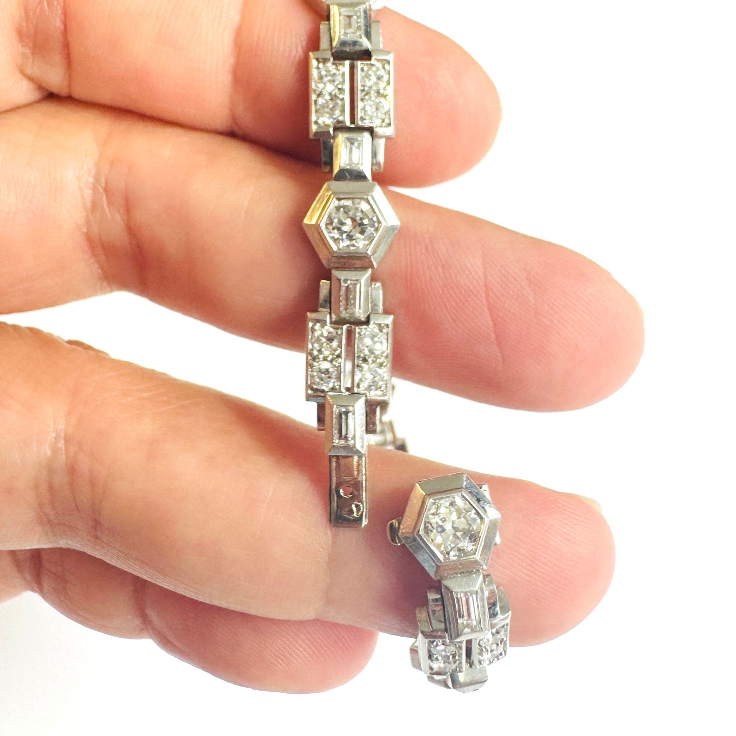Mauboussin Paris Art Deco Platinum Diamond Bracelet clasp