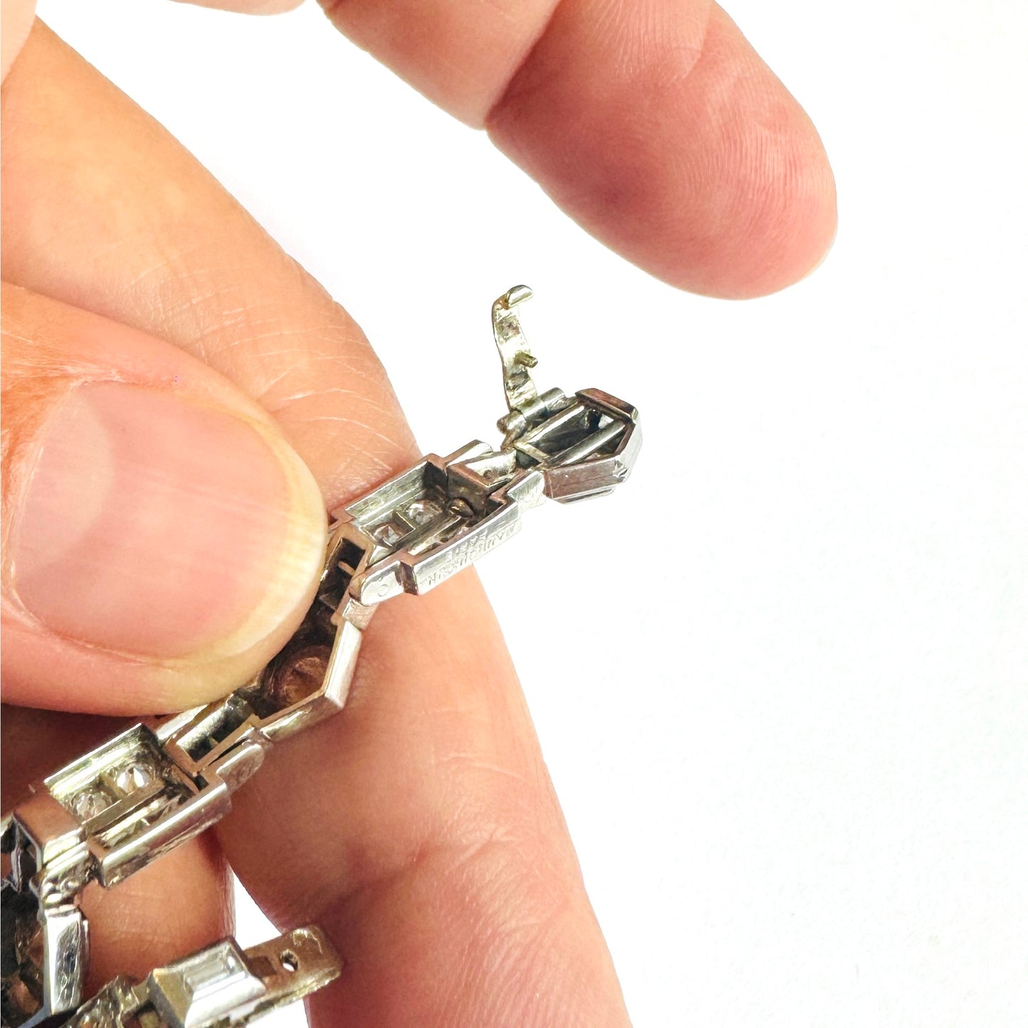 Mauboussin Paris Art Deco Platinum Diamond Bracelet signature