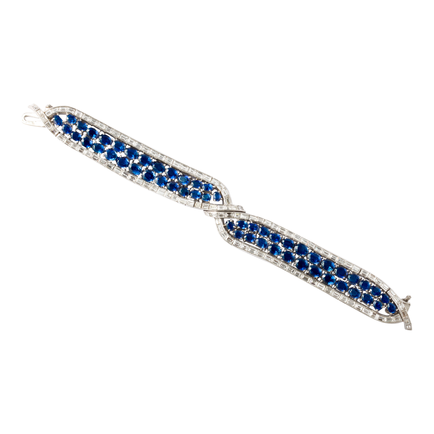 1940s Platinum Sapphire & Diamond Bracelet front