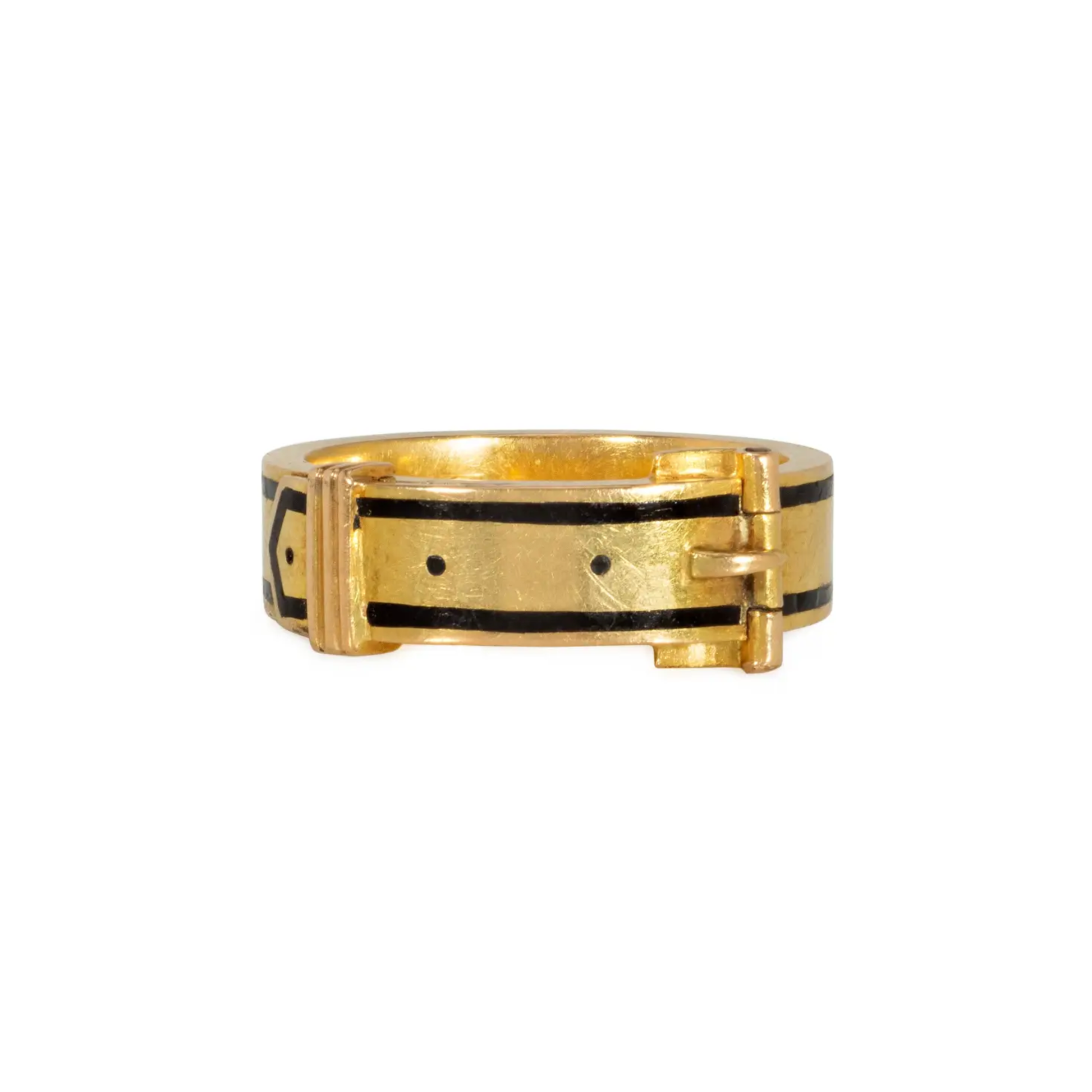 Victorian 15KT Yellow Gold Enamel Belt Ring front