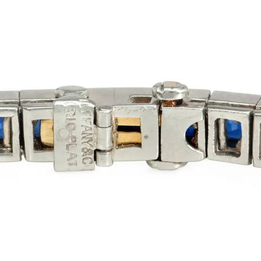Tiffany & Co. Art Deco Platinum Sapphire Bracelet signature