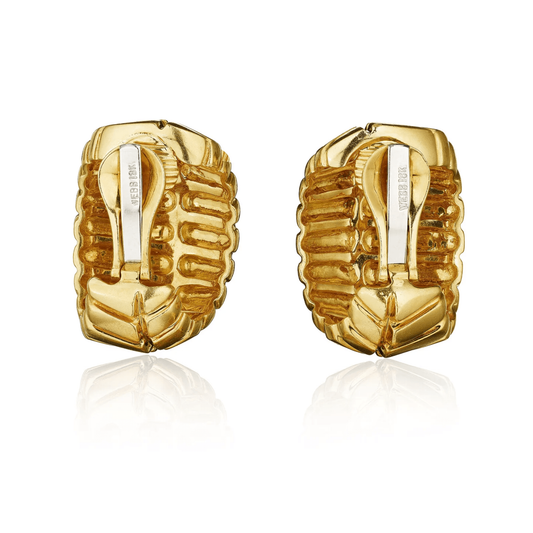 David Webb 1980s 18KT Yellow Gold Earrings back