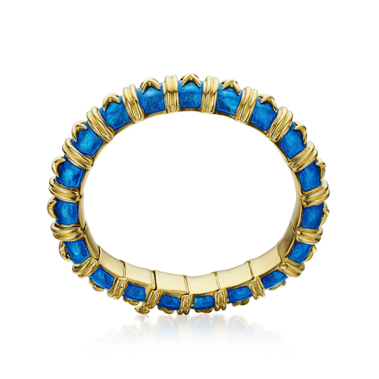 Tiffany & Co. 1980s 18KT Yellow Gold Enamel "Croisillon" Bracelet profile