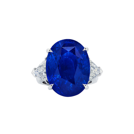 Contemporary Platinum Sapphire & Diamond Ring front