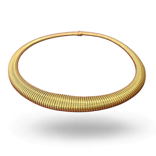 French 1970s 18KT Yellow Gold Tubogas Necklace front