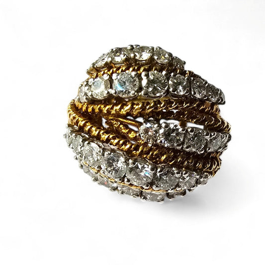 1960s 18KT White & Yellow Gold Diamond Ring front