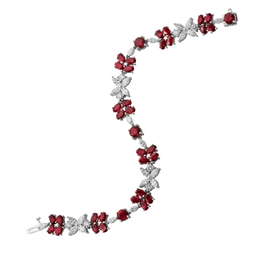 Post-1980s 18KT White Gold Ruby & Diamond Bracelet front