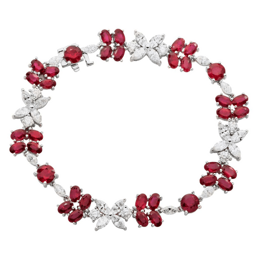 Post-1980s 18KT White Gold Ruby & Diamond Bracelet front
