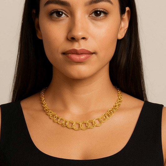 Buccellati 1980s 18KT Yellow Gold Necklace on neck