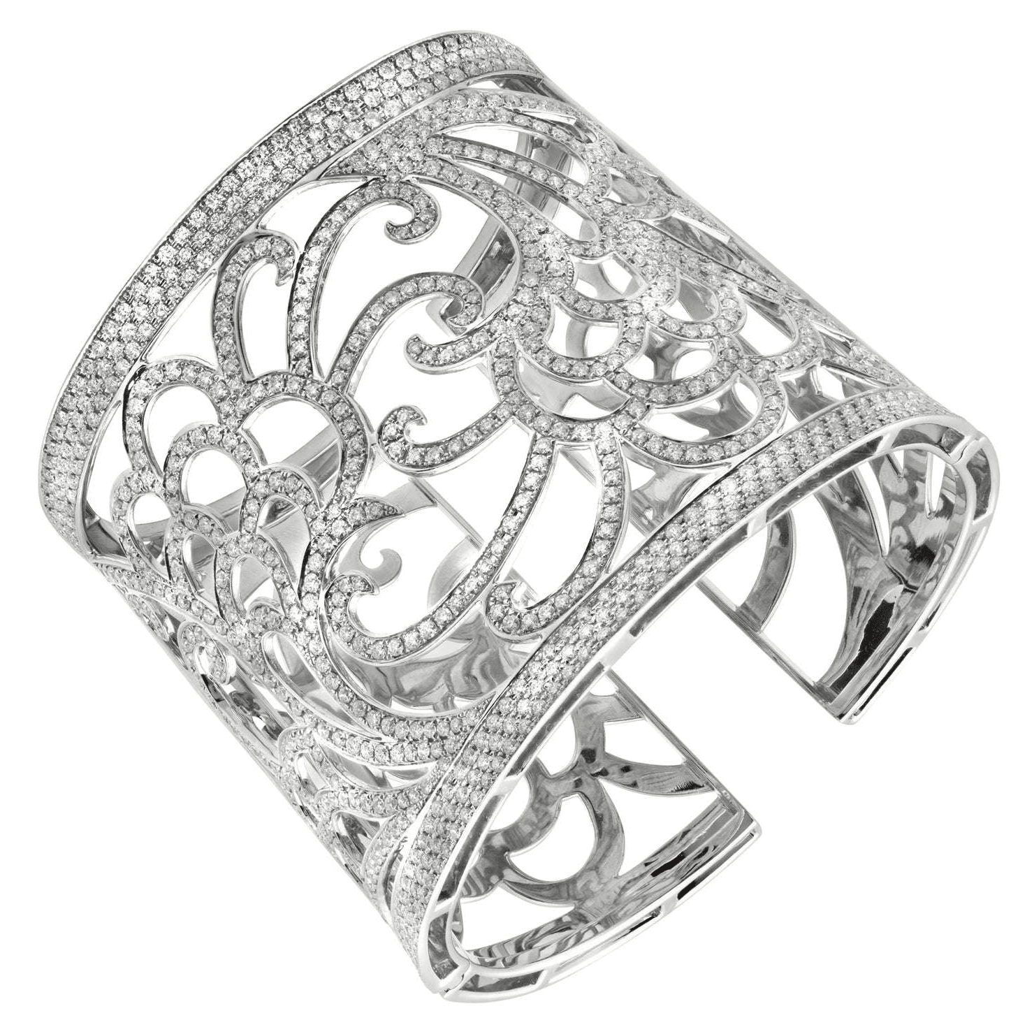 Italian Post-1980s 18KT White Gold Diamond Bracelet front